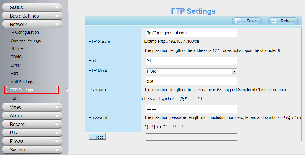 4.3.7 FTP Settings (Ρυθμίσεις FTP) Αν θέλετε να γίνονται Upload στιγμιότυπα (φωτογραφίες) στον FTP server σας, μπορείτε να κάνετε τις ρυθμίσεις FTP Settings. Εικόνα 4.37 Εικόνα 4.