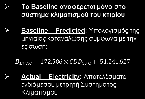 Case Study Baseline Model Page 16 Period Begin End IMPLEMENTATION OF ECM Baseline Cooling degreedays - 10 C Predicted Actual Electricity Savings Εφαρμογή Μέτρων Εξοικονόμησης *CDD: Βαθμοημέρες Ψύξης