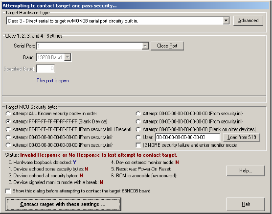 Press the RESET button on your target system and click OK. If your system doesn t have a RESET button, uncheck the box below and click OK.