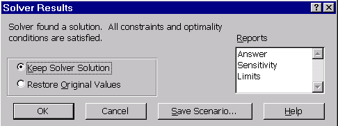 SOLVER EXCEL 2003-ΕΠΙΛΥΣΗ(7) Για να διατηρήσετε τις τιμές λύσηστοφύλλοεργασίας, επιλέξτε Διατήρηση της Λύσηςεπίλυσης(Keep Solver Solution)στο παράθυρο διαλόγου.