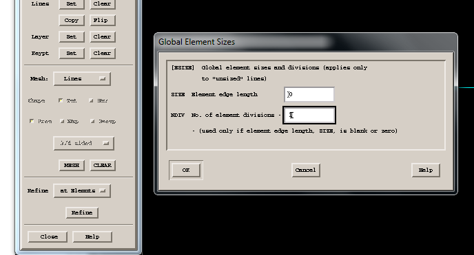 PREPROCESSOR: MESH: Element Size 1.