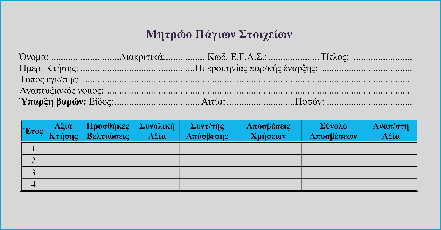 Τα έξοδα πολυετούς απόσβεσης (έξοδα για ίδρυση και αρχική οργάνωση επιχείρησης, αναδιοργάνωση και επέκταση επιχείρησης) αποσβένονται είτε εφάπαξ κατά τη χρήση της πραγματοποίησής της ή τμηματικά και