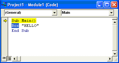 13. Πληκτρολόγηση εντολών με κεφαλαία γράμματα, π.χ. του προγράμματος: SUB MAIN() MSGBOX "HELLO" END SUB 14.