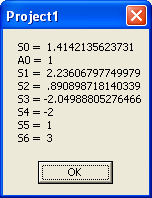 Δεδομένα εισόδου Αποτελέσματα για την εναλλακτική σύνταξη του MsgBox Α = 2, Β = -1