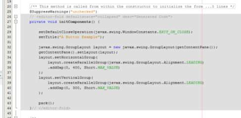 φαίνεται στην Εικόνα 13. Όποτε ορίζουμε ή τροποποιούμε μία ιδιότητα αλλάζει και ο κώδικας της μεθόδου initcomponents. Στην Εικόνα 14, βλέπουμε στο source code της εφαρμογής τη γραμμή 30.