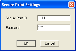 Εκτύπωση εγγράφων 4 3 Πληκτρολογήστε το ID και τον κωδικό του εμπιστευτικού εγγράφου και μετά κάντε κλικ στο [OK]. 4 Καθορίστε όλες τις άλλες επιθυμητές ρυθμίσεις εκτύπωσης. 5 Κάντε κλικ στο [OK].