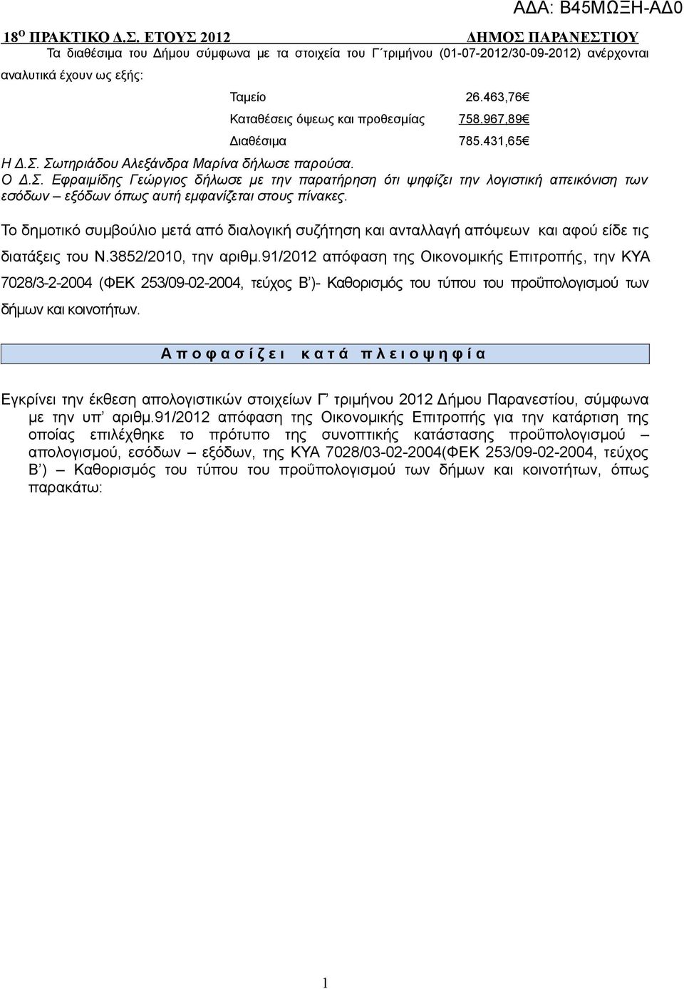 To δημοτικό συμβούλιο μετά από διαλογική συζήτηση και ανταλλαγή απόψεων και αφού είδε τις διατάξεις του Ν.3852/200, την αριθμ.