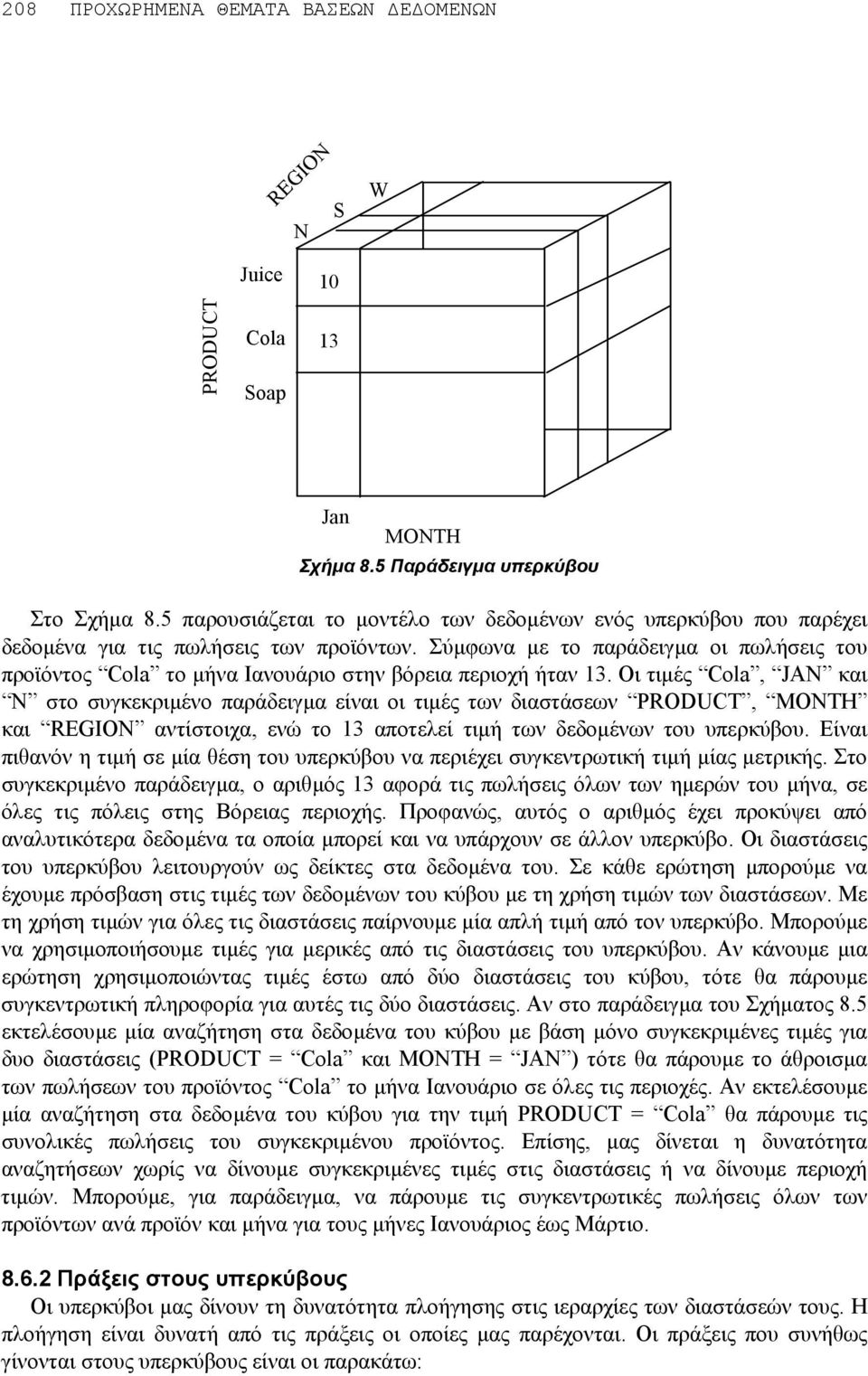 Σύµφωνα µε το παράδειγµα οι πωλήσεις του προϊόντος Cola το µήνα Ιανουάριο στην βόρεια περιοχή ήταν 13.