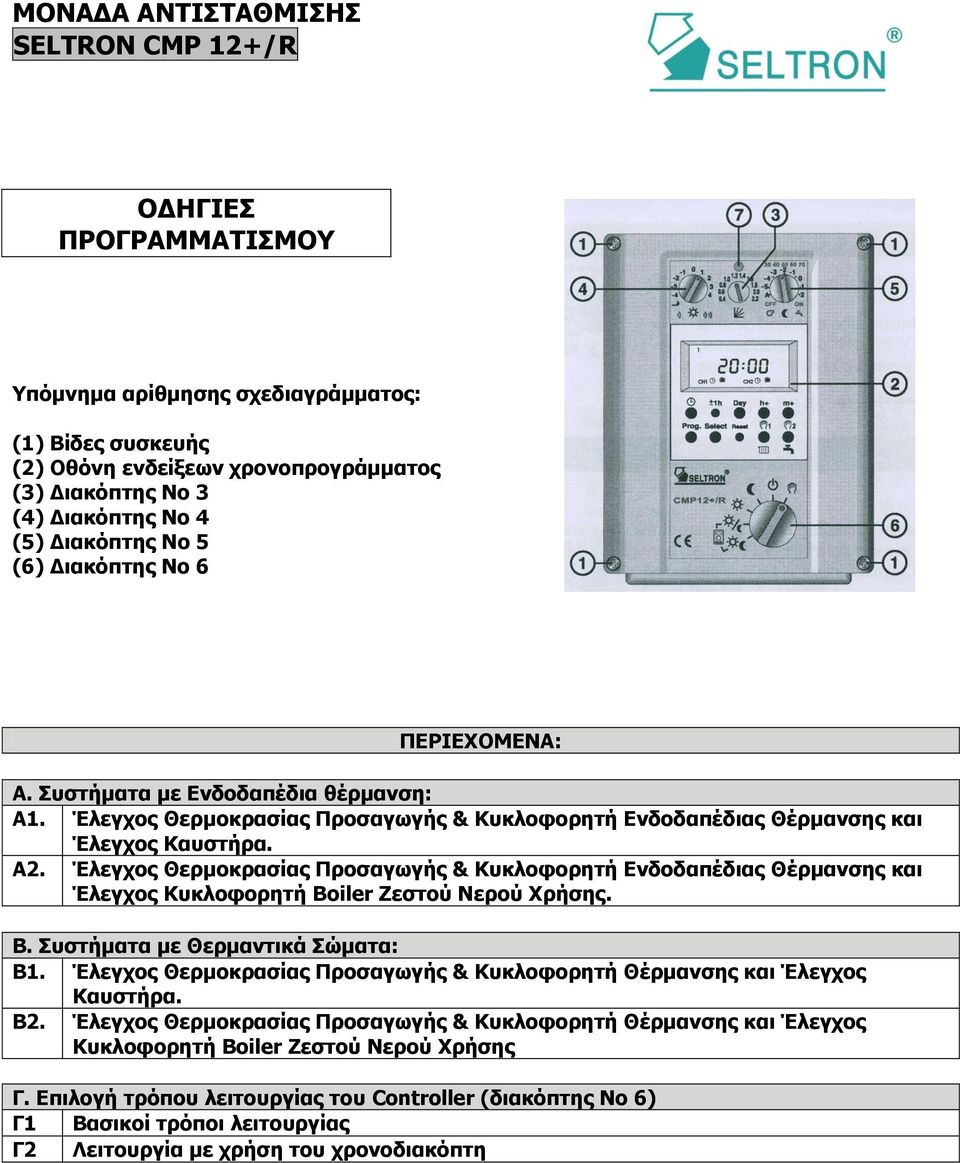 Έιεγρνο Θεξκνθξαζίαο Πξνζαγσγήο & Θπθινθνξεηή Δλδνδαπέδηαο Θέξκαλζεο θαη Έιεγρνο Θπθινθνξεηή Boiler Εεζηνύ Λεξνύ Υξήζεο. Β. πζηήκαηα κε Θεξκαληηθά ώκαηα: Β1.