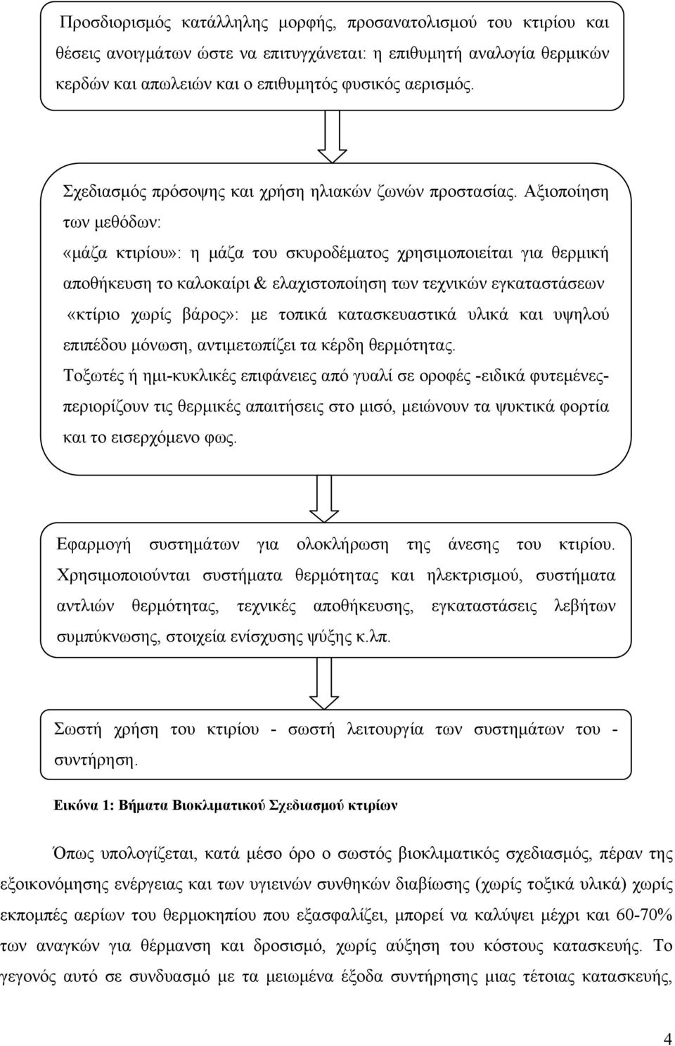 Αξιοποίηση των μεθόδων: «μάζα κτιρίου»: η μάζα του σκυροδέματος χρησιμοποιείται για θερμική αποθήκευση το καλοκαίρι & ελαχιστοποίηση των τεχνικών εγκαταστάσεων «κτίριο χωρίς βάρος»: με τοπικά