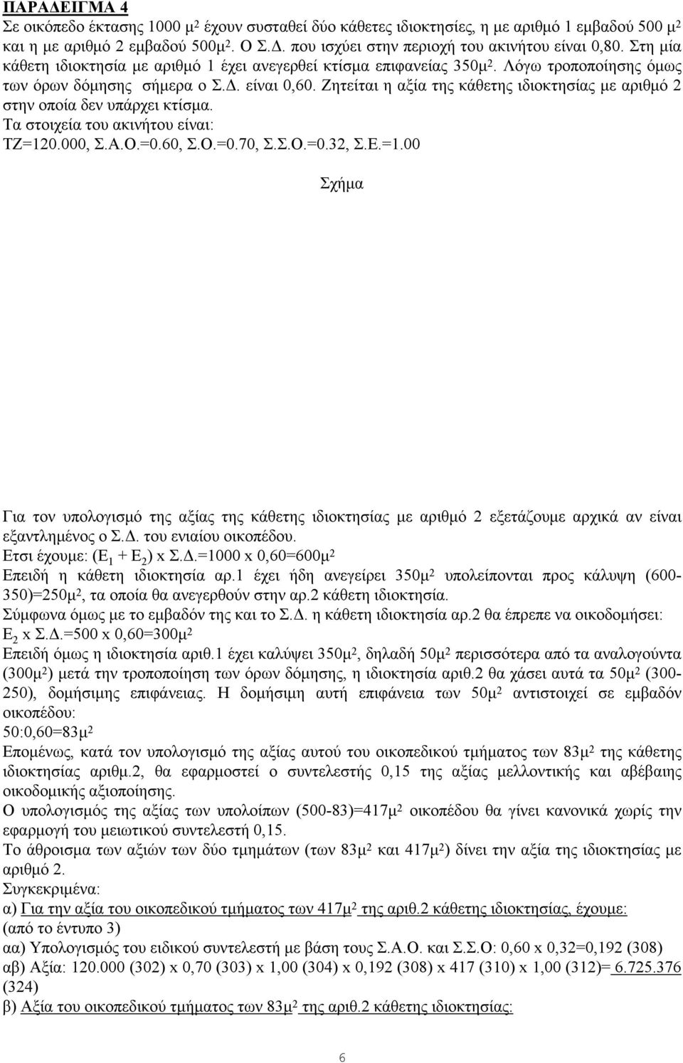 Ζητείται η αξία της κάθετης ιδιοκτησίας με αριθμό 2 στην οποία δεν υπάρχει κτίσμα. Τα στοιχεία του ακινήτου είναι: ΤΖ=12