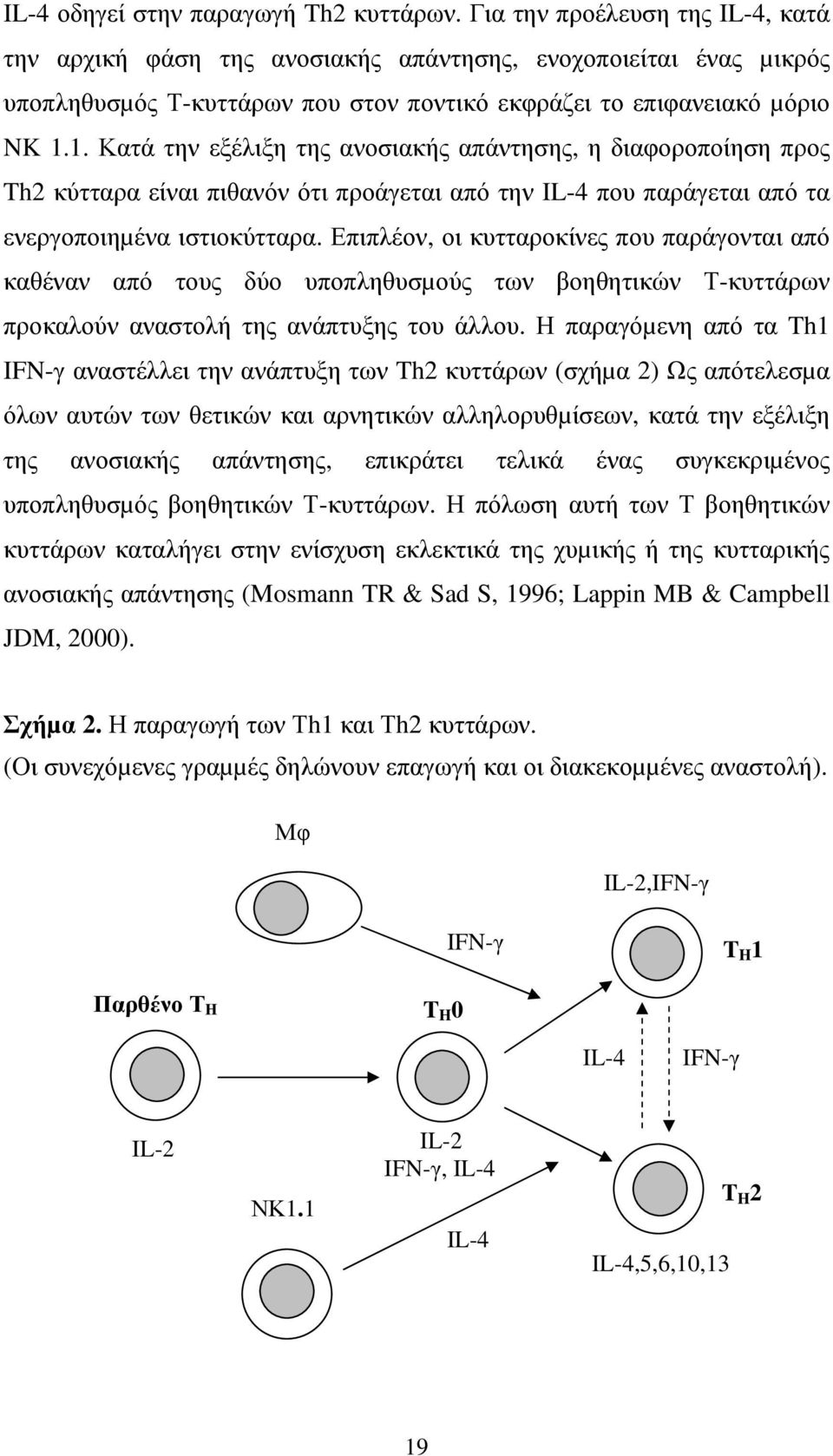 1. Κατά την εξέλιξη της ανοσιακής απάντησης, η διαφοροποίηση προς Th2 κύτταρα είναι πιθανόν ότι προάγεται από την IL-4 που παράγεται από τα ενεργοποιηµένα ιστιοκύτταρα.