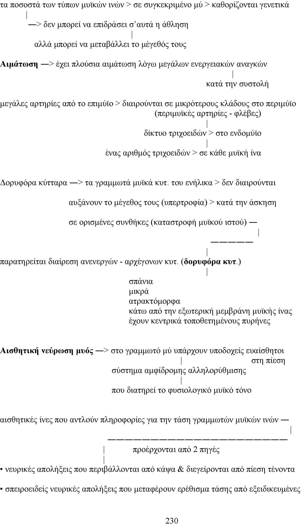 αριθµός τριχοειδών > σε κάθε µυϊκή ίνα ορυφόρα κύτταρα > τα γραµµωτά µυϊκά κυτ.