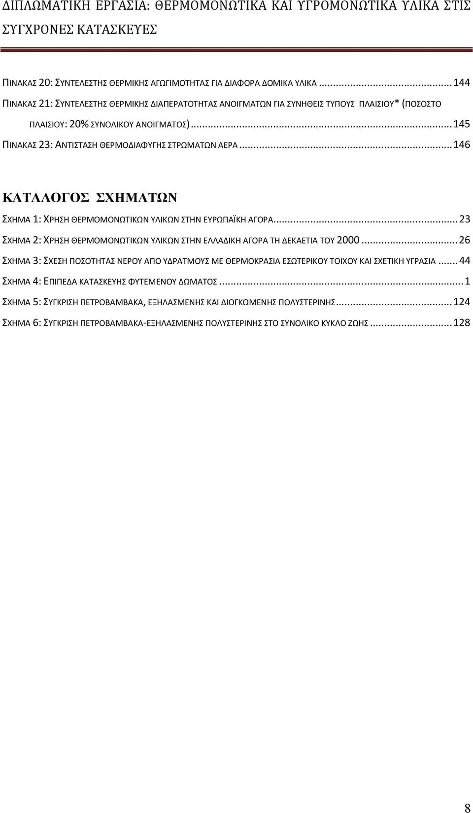 ..145 ΠΙΝΑΚΑΣ 23: ΑΝΤΙΣΤΑΣΗ ΘΕΡΜΟΔΙΑΦΥΓΗΣ ΣΤΡΩΜΑΤΩΝ ΑΕΡΑ...146 ΚΑΤΑΛΟΓΟΣ ΣΧΗΜΑΤΩΝ ΣΧΗΜΑ 1: ΧΡΗΣΗ ΘΕΡΜΟΜΟΝΩΤΙΚΩΝ ΥΛΙΚΩΝ ΣΤΗΝ ΕΥΡΩΠΑΪΚΗ ΑΓΟΡΑ.