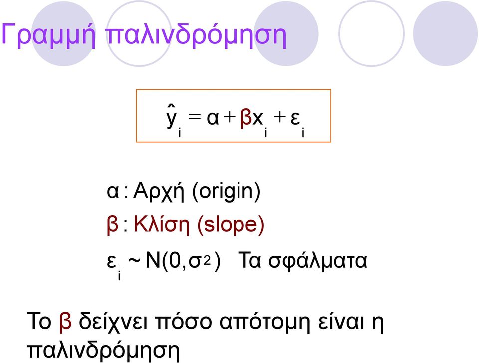 (slope) ε i ~ N(0,σ 2 ) Τα σφάλματα Το