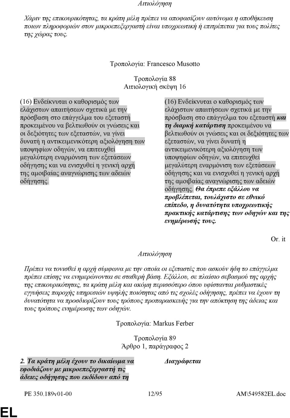 γνώσεις και οι δεξιότητες των εξεταστών, να γίνει δυνατή η αντικειμενικότερη αξιολόγηση των υποψηφίων οδηγών, να επιτευχθεί μεγαλύτερη εναρμόνιση των εξετάσεων οδήγησης και να ενισχυθεί η γενική αρχή