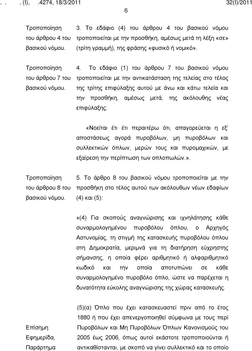 επιφύλαξης: «Νοείται έτι έτι περαιτέρω ότι, απαγορεύεται η εξ αποστάσεως αγορά πυροβόλων, μη πυροβόλων και συλλεκτικών όπλων, μερών τους και πυρομαχικών, με εξαίρεση την περίπτωση των οπλοπωλών.».