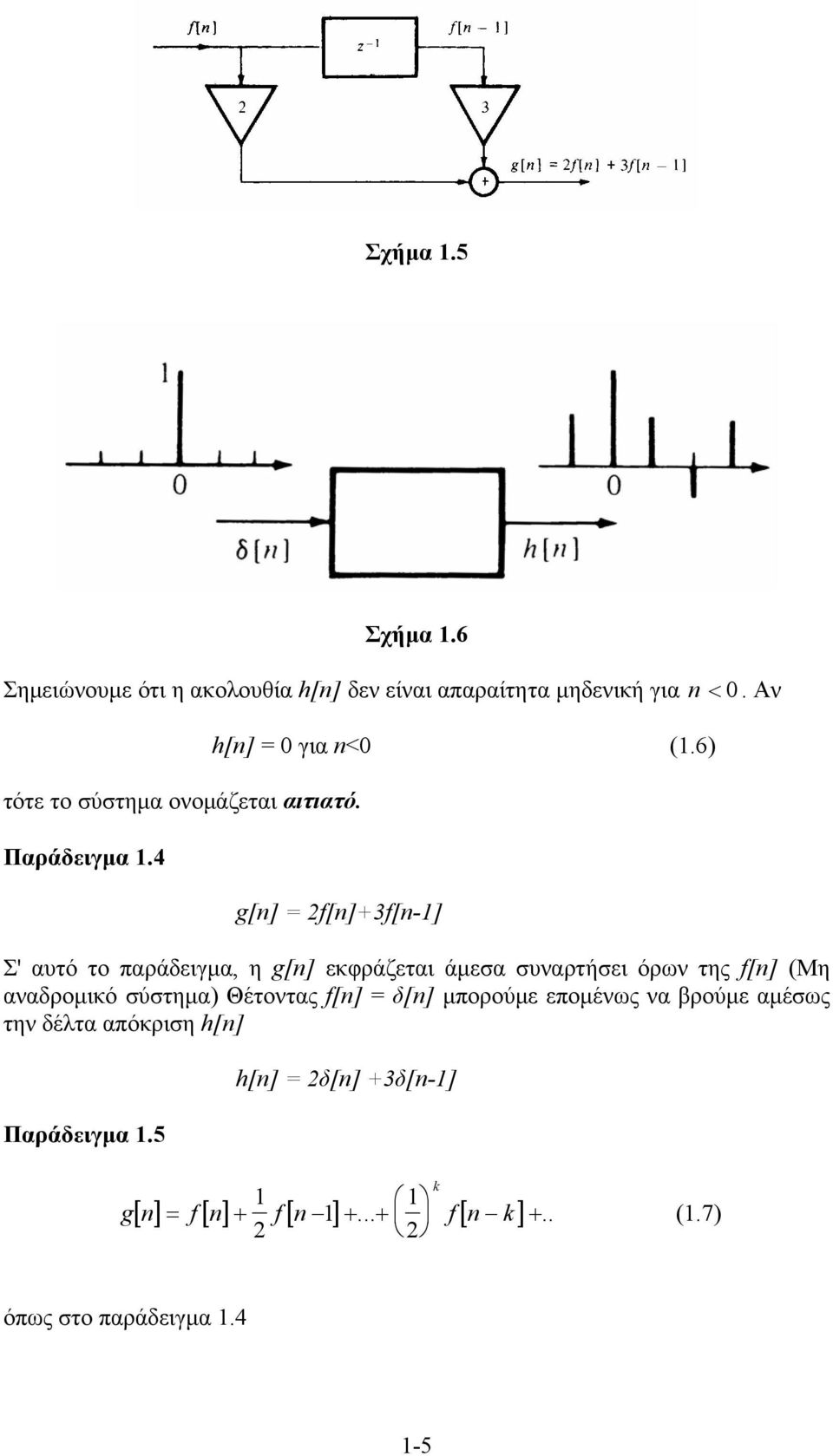 6) g[] = f[]+3f[-] Σ' αυτό το παράδειγμα, η g[] εκφράζεται άμεσα συναρτήσει όρων της f[] (Μη αναδρομικό