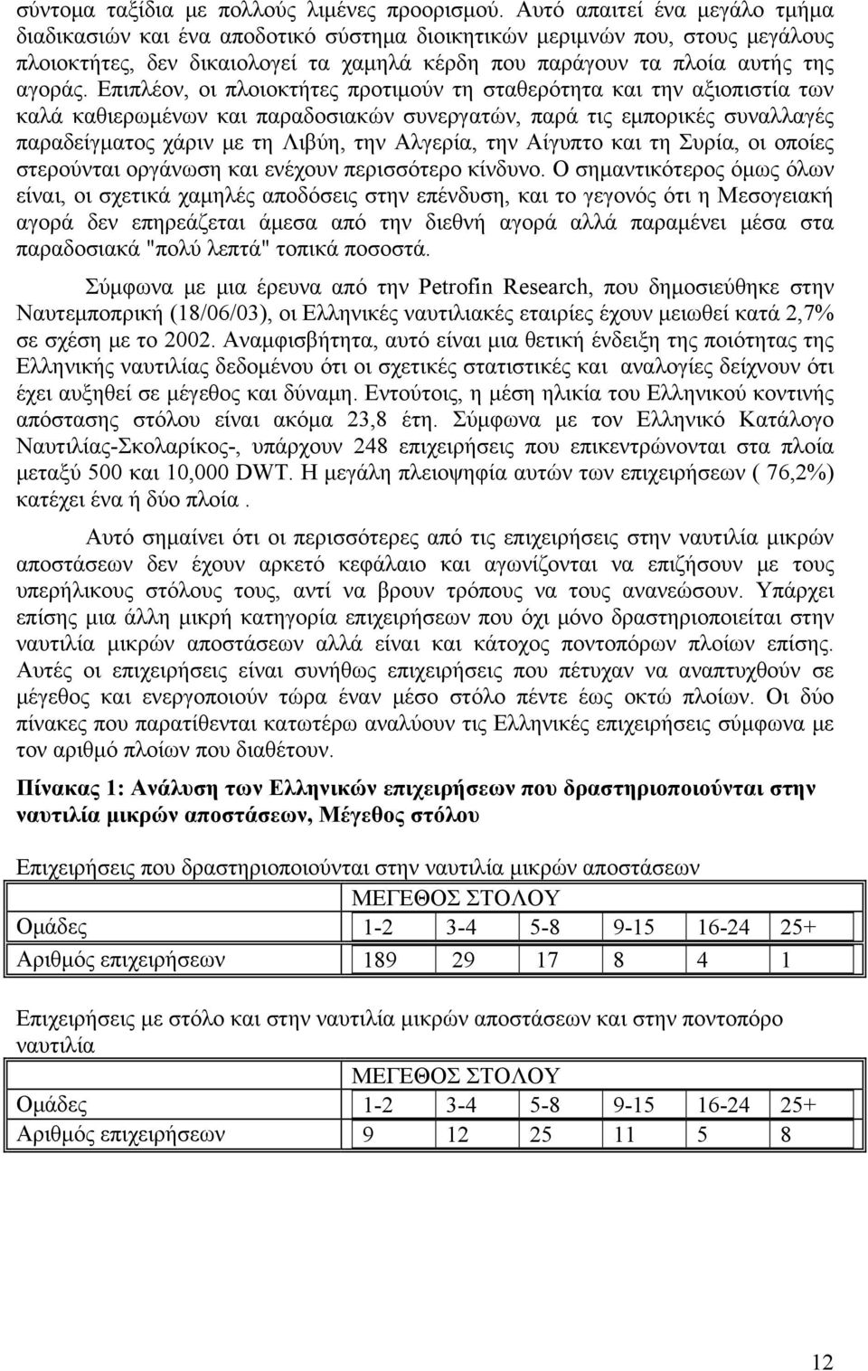 Επιπλέον, οι πλοιοκτήτες προτιμούν τη σταθερότητα και την αξιοπιστία των καλά καθιερωμένων και παραδοσιακών συνεργατών, παρά τις εμπορικές συναλλαγές παραδείγματος χάριν με τη Λιβύη, την Αλγερία, την