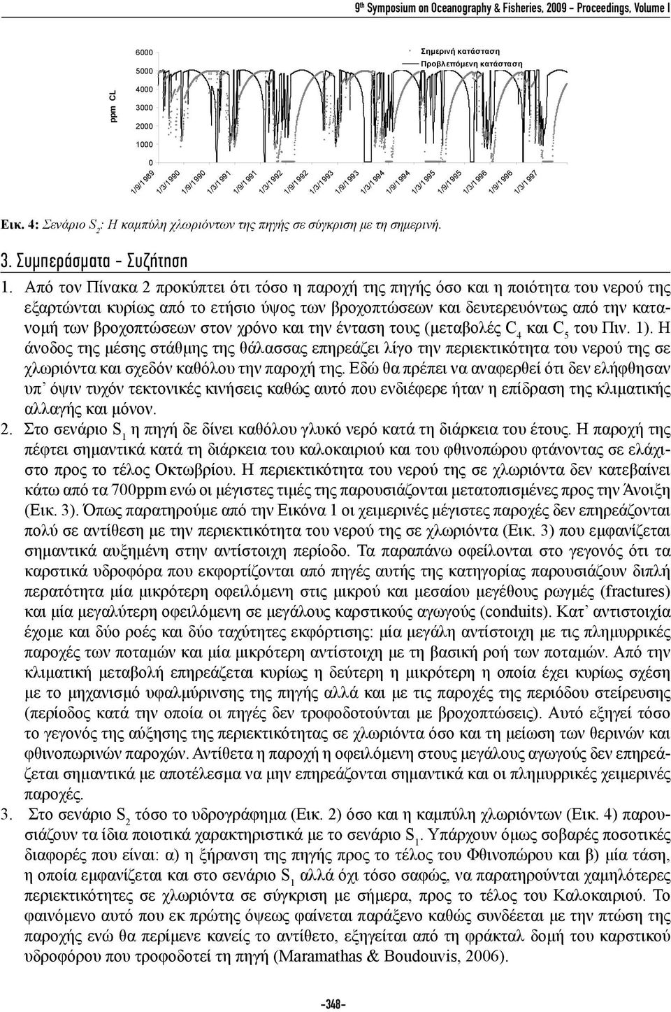 Από τον Πίνακα 2 προκύπτει ότι τόσο η παροχή της πηγής όσο και η ποιότητα του νερού της εξαρτώνται κυρίως από το ετήσιο ύψος των βροχοπτώσεων και δευτερευόντως από την κατανομή των βροχοπτώσεων στον