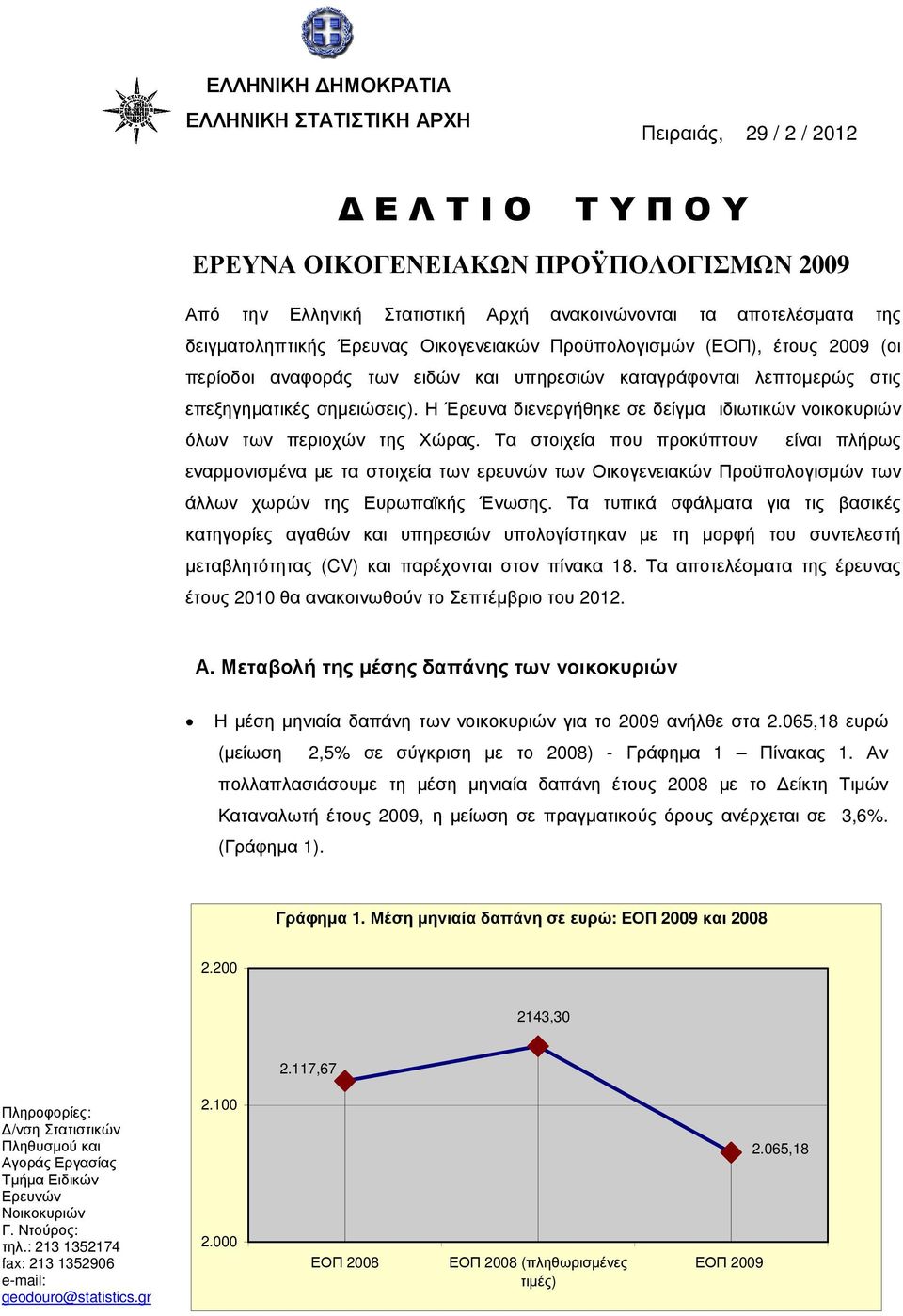 Η Έρευνα διενεργήθηκε σε δείγµα ιδιωτικών νοικοκυριών όλων των περιοχών της Χώρας.