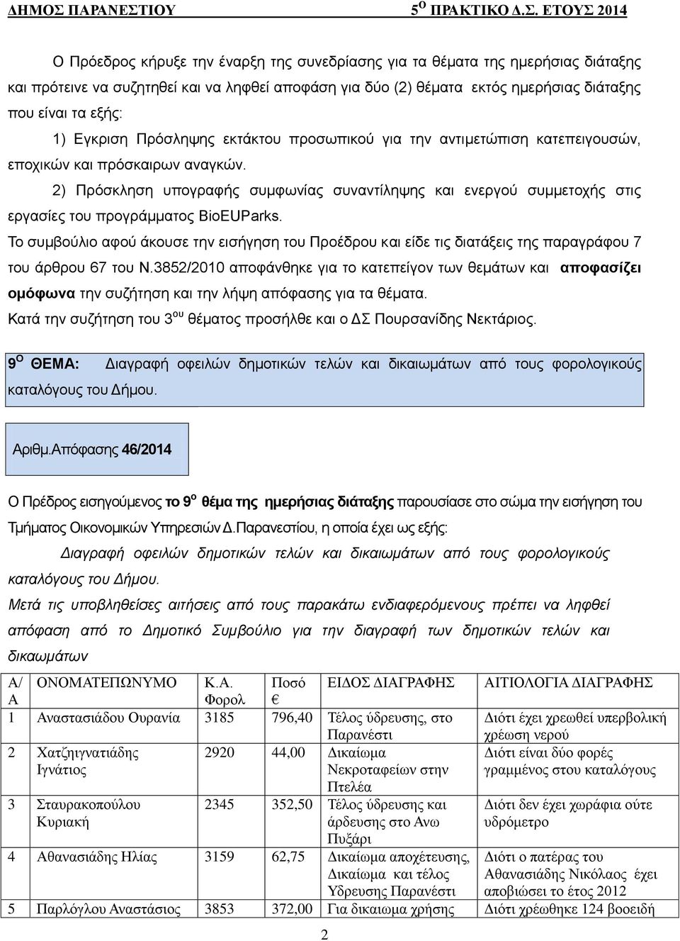 2) Πρόσκληση υπογραφής συμφωνίας συναντίληψης και ενεργού συμμετοχής στις εργασίες του προγράμματος BioEUParks.