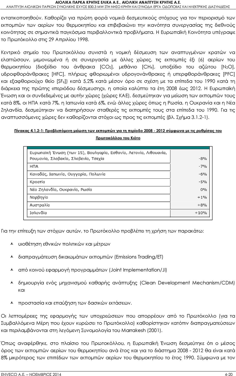 παγκόσμια περιβαλλοντικά προβλήματα. Η Ευρωπαϊκή Κοινότητα υπέγραψε το Πρωτόκολλο στις 29 Απριλίου 1998.