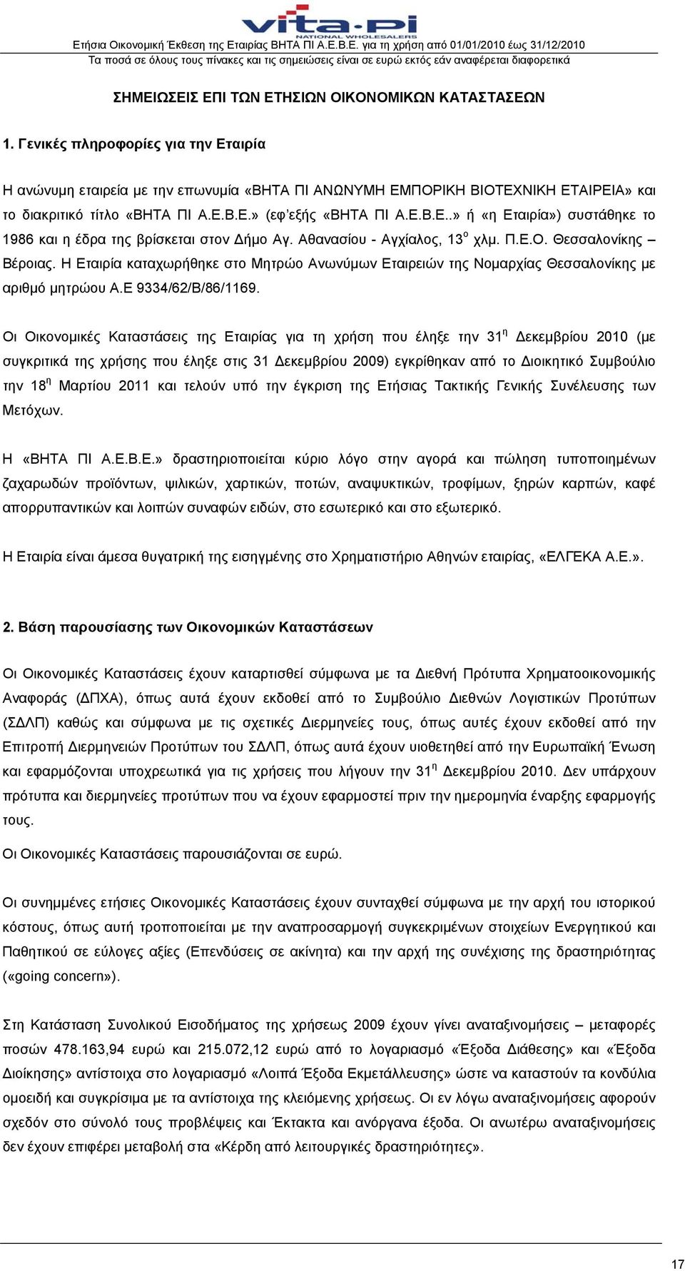 Αθανασίου - Αγχίαλος, 13 ο χλμ. Π.Ε.Ο. Θεσσαλονίκης Βέροιας. Η Εταιρία καταχωρήθηκε στο Μητρώο Ανωνύμων Εταιρειών της Νομαρχίας Θεσσαλονίκης με αριθμό μητρώου Α.Ε 9334/62/Β/86/1169.