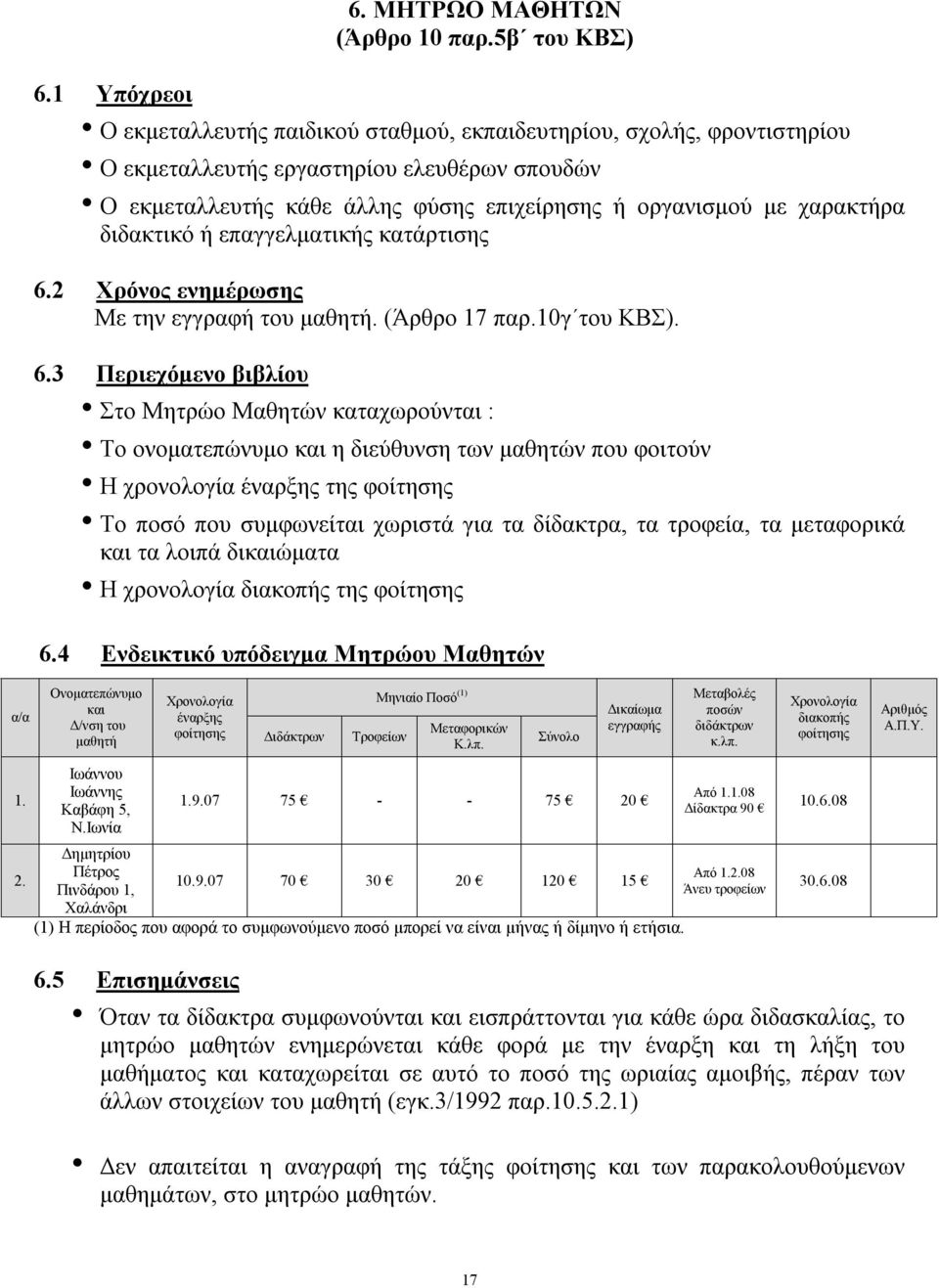 διδακτικό ή επαγγελματικής κατάρτισης 6.