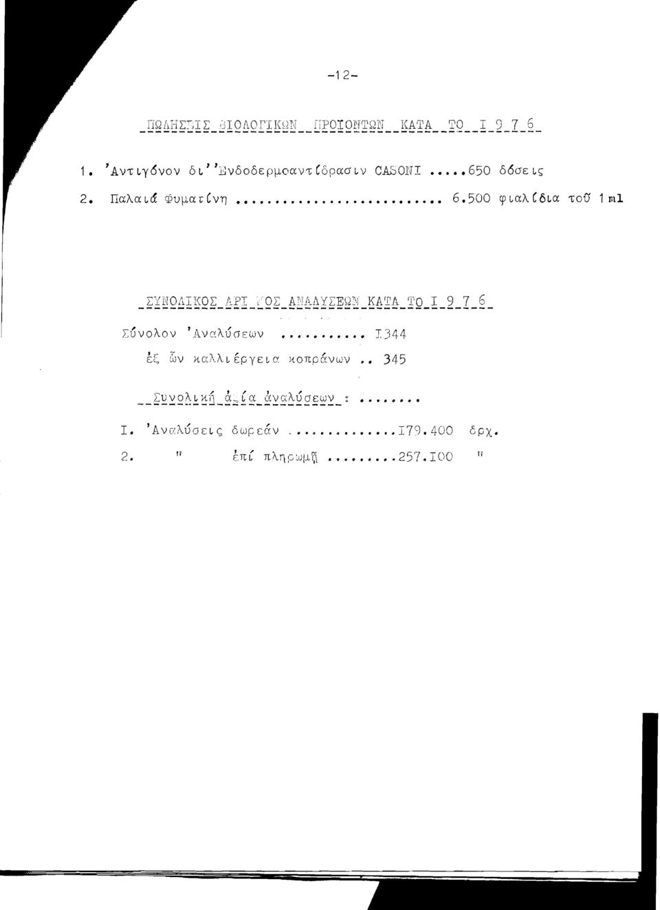 500 φιαλcδια του 1 ιιιι Σύνολον 'Αναλύσεων ο ο 1344 ΙC ~ν