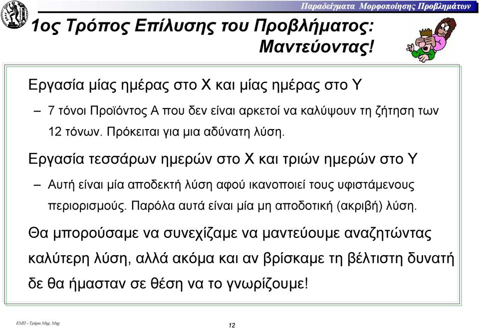 Πρόκειται για µια αδύνατη λύση.