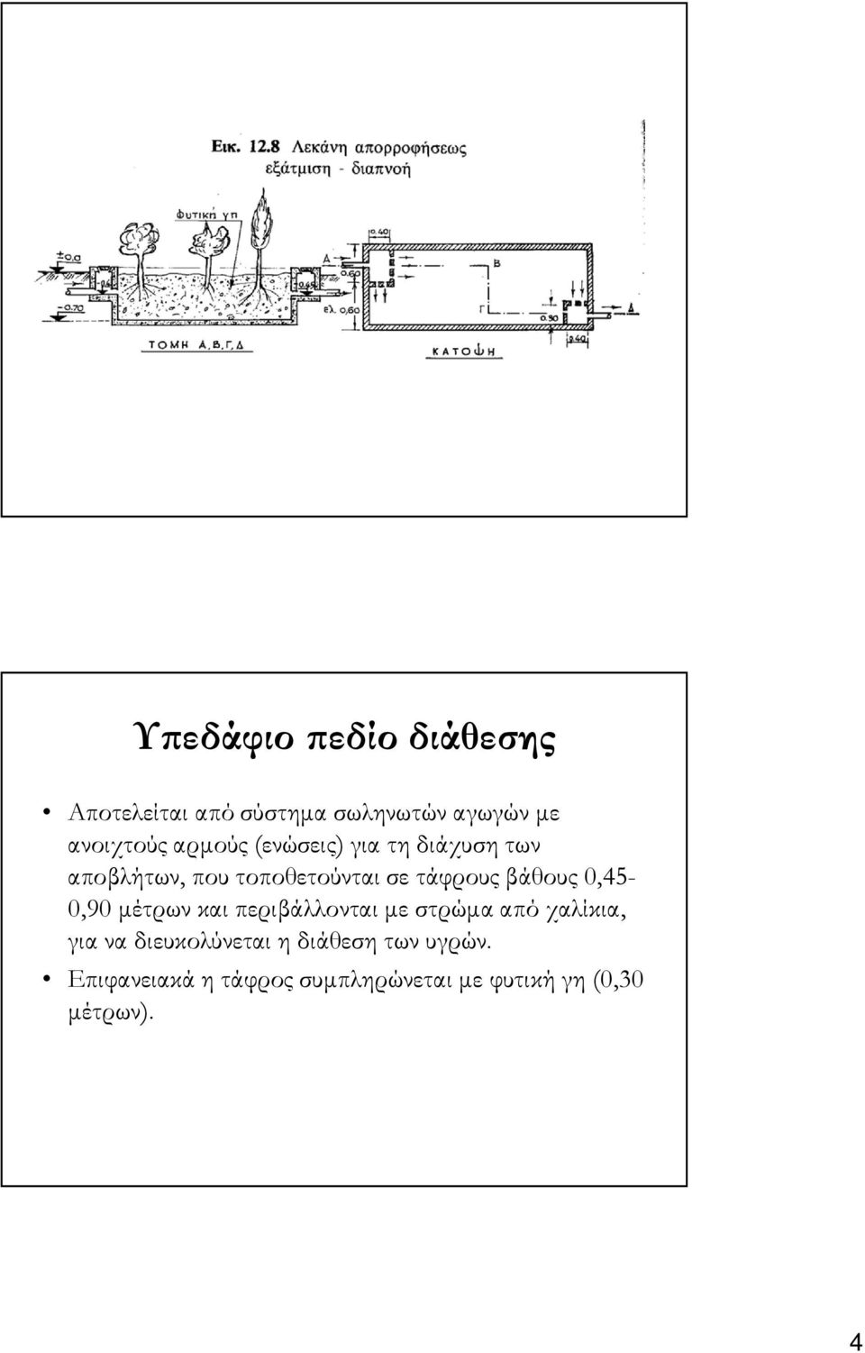 βάθους 0,45-0,90 µέτρων και περιβάλλονται µε στρώµα από χαλίκια, για να