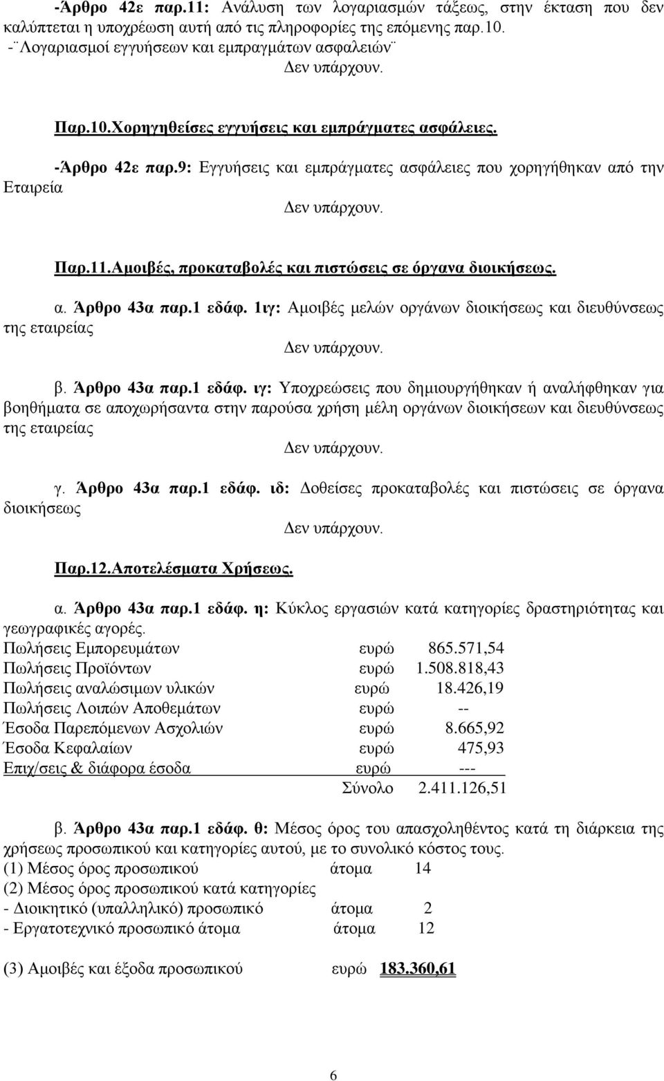 1ιγ: Αμοιβές μελών οργάνων διοικήσεως και διευθύνσεως της εταιρείας β. Άρθρο 43α παρ.1 εδάφ.