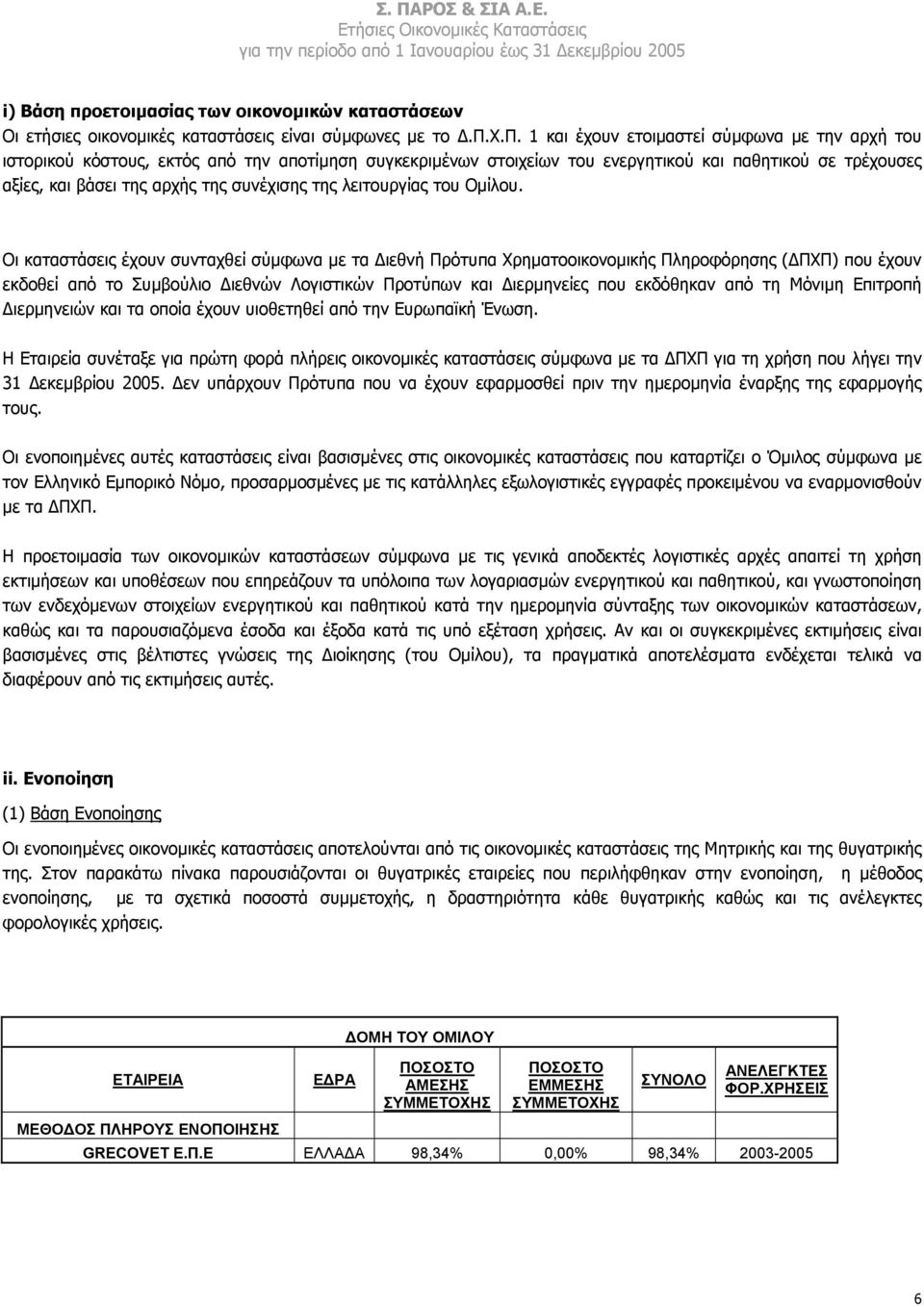 χ.π. 1 και έχουν ετοιµαστεί σύµφωνα µε την αρχή του ιστορικού κόστους, εκτός από την αποτίµηση συγκεκριµένων στοιχείων του ενεργητικού και παθητικού σε τρέχουσες αξίες, και βάσει της αρχής της