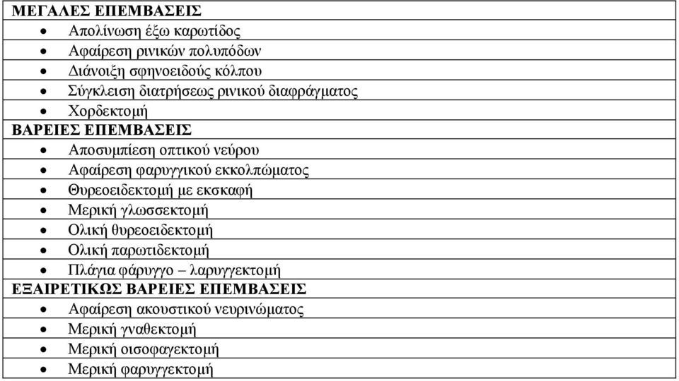 Θπξενεηδεθηνκή κε εθζθαθή Μεξηθή γισζζεθηνκή Οιηθή ζπξενεηδεθηνκή Οιηθή παξσηηδεθηνκή Πιάγηα θάξπγγν
