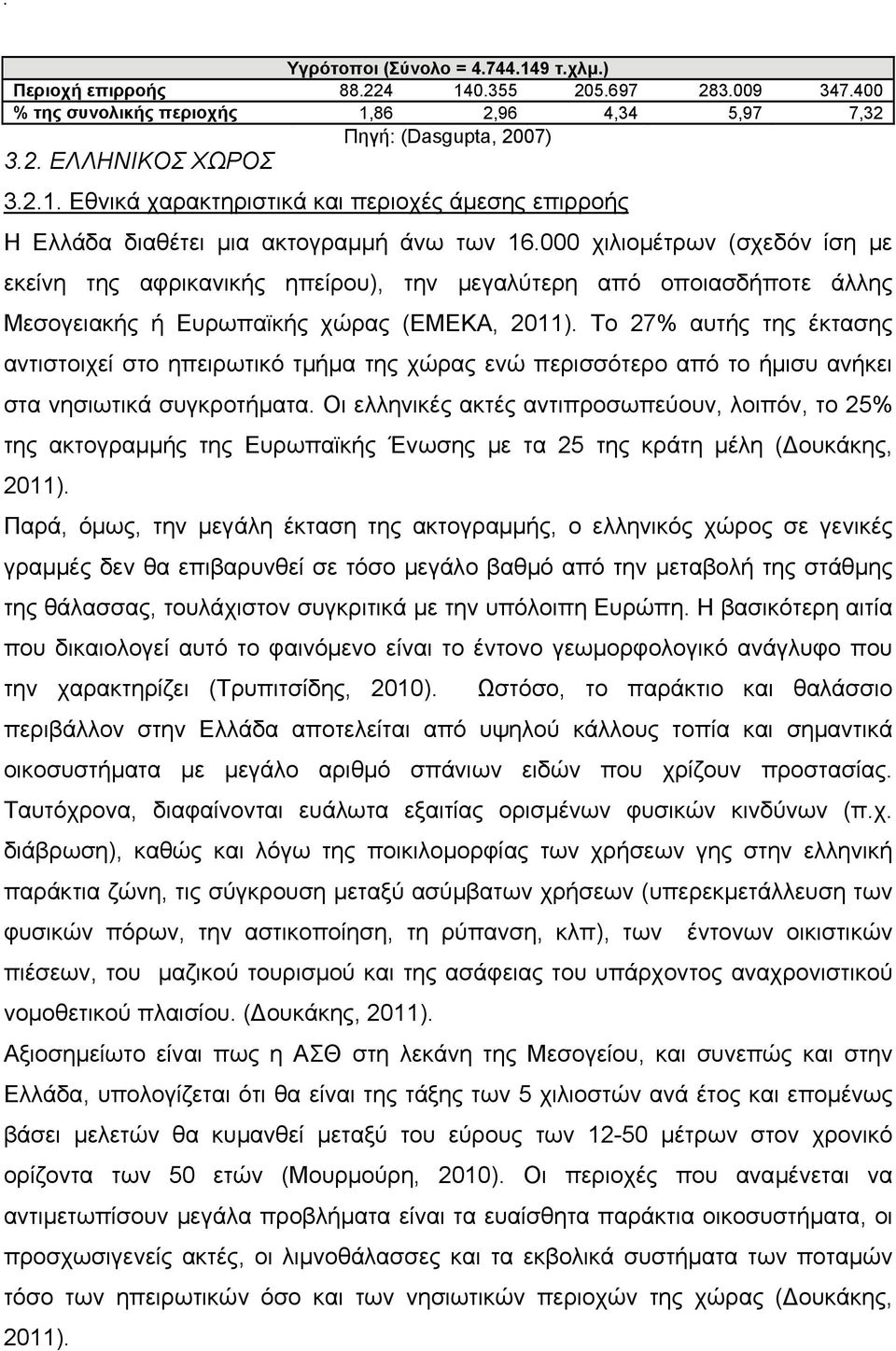 Το 27% αυτής της έκτασης αντιστοιχεί στο ηπειρωτικό τμήμα της χώρας ενώ περισσότερο από το ήμισυ ανήκει στα νησιωτικά συγκροτήματα.