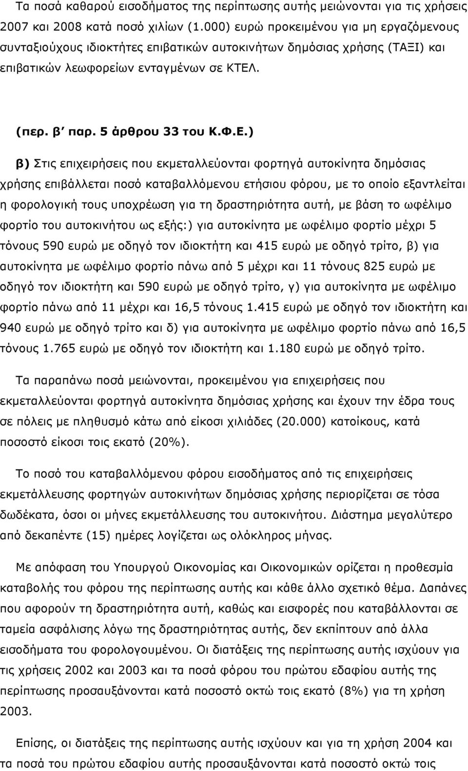 . (περ. β παρ. 5 άρθρου 33 του Κ.Φ.Ε.