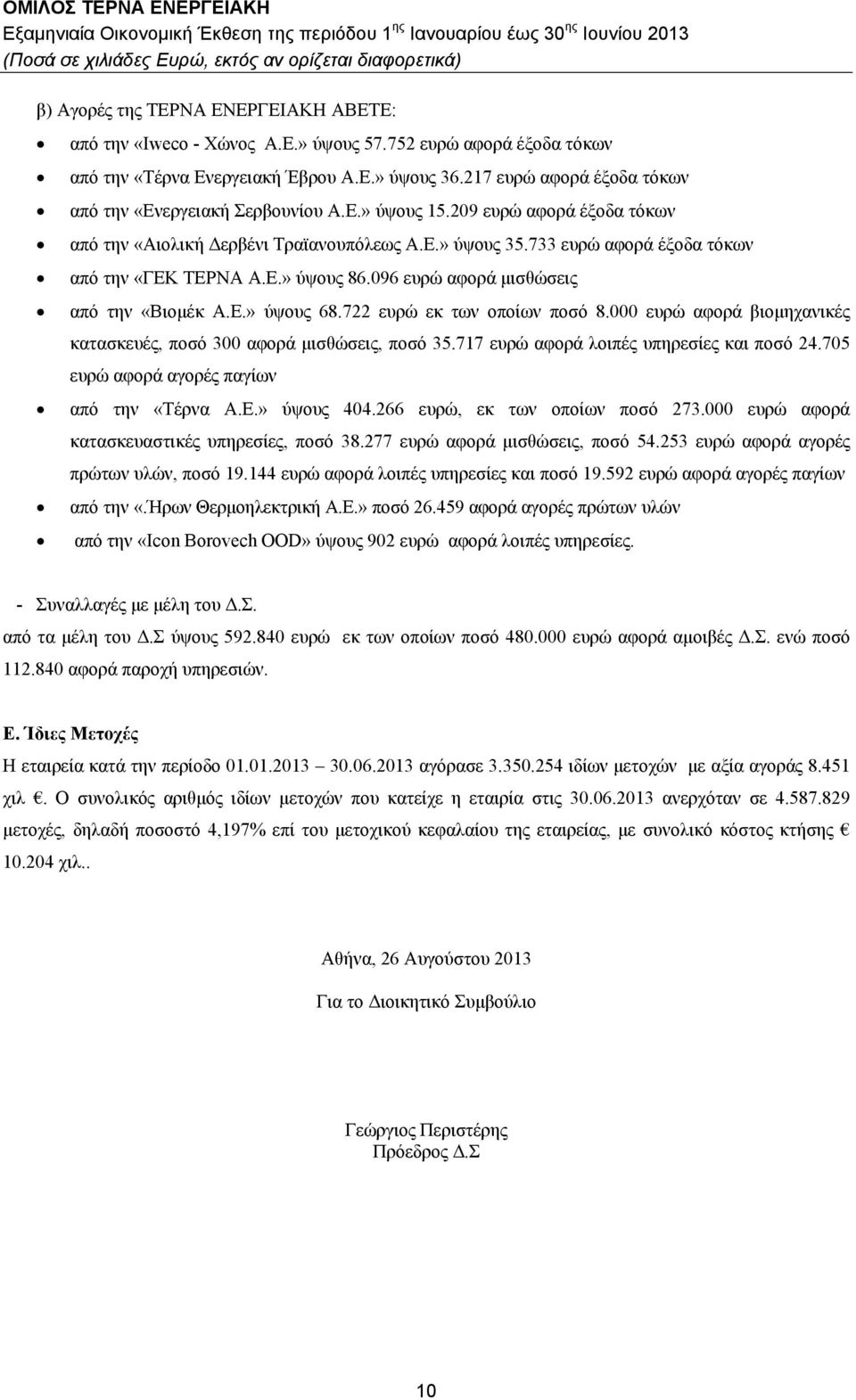 733 ευρώ αφορά έξοδα τόκων από την «ΓΕΚ ΤΕΡΝΑ Α.Ε.» ύψους 86.096 ευρώ αφορά μισθώσεις από την «Βιομέκ Α.Ε.» ύψους 68.7 ευρώ εκ των οποίων ποσό 8.