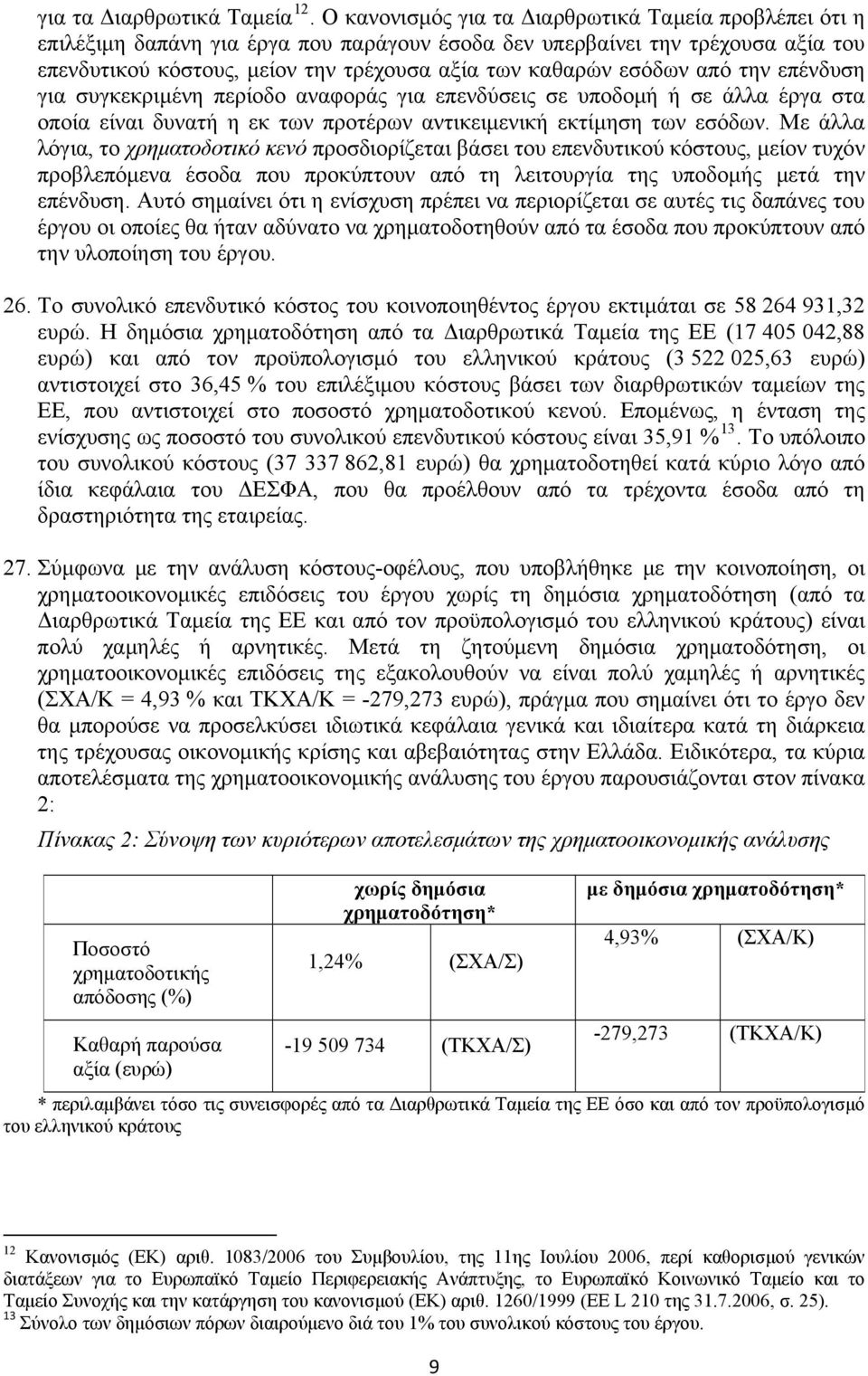 εσόδων από την επένδυση για συγκεκριμένη περίοδο αναφοράς για επενδύσεις σε υποδομή ή σε άλλα έργα στα οποία είναι δυνατή η εκ των προτέρων αντικειμενική εκτίμηση των εσόδων.