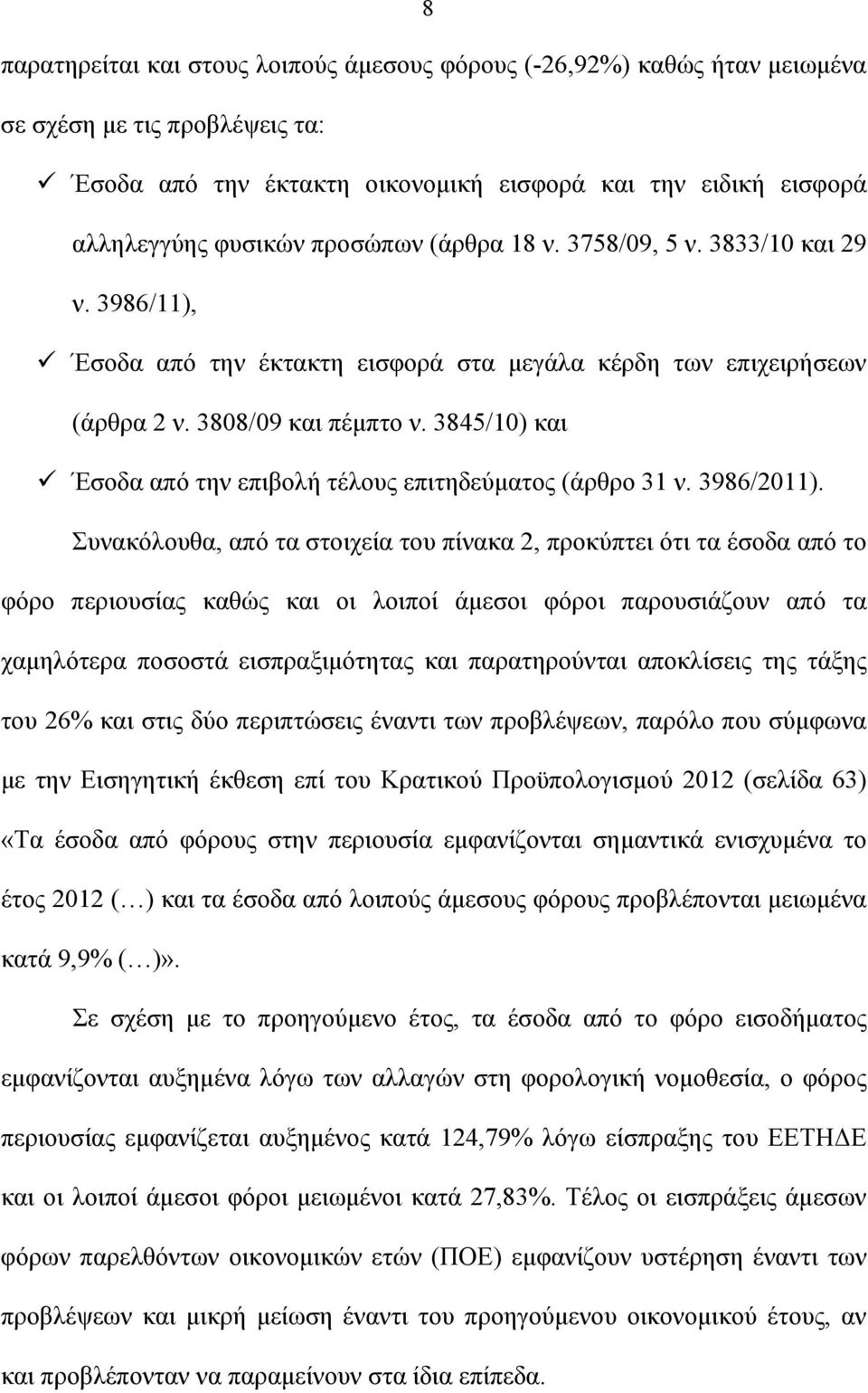 3845/10) και Έσοδα από την επιβολή τέλους επιτηδεύματος (άρθρο 31 ν. 3986/2011).