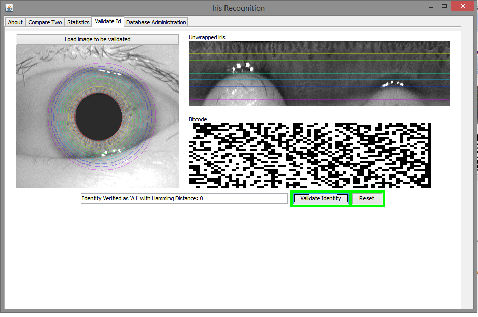 Πατώντας το κουμπί load image to be validated επιλέγουμε την εικόνα την οποία θέλουμε να εξετάσουμε. Μετά την εισαγωγή το tab θα έχει τη μορφή : Εικόνα 4.