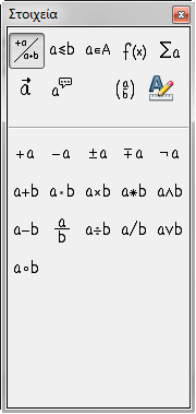 Όταν εισάγουμε μαθηματικές εκφράσεις στο LibreOffice είναι καλό να έχουμε στην διάθεσή μας την αντίστοιχη εργαλειοθήκη εισαγωγής στοιχείων αλλά και την προσάρτηση των στοιχείων αυτών τα οποία