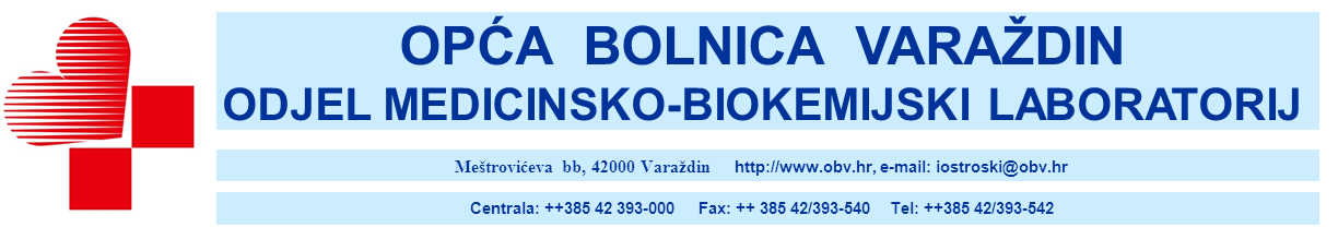 NAZIV PRETRAGE ACIDOBAZNA RAVNOTEŽA ALANIN- AMINOTRANSFERAZA (ALT) ALBUMIN U MOKRAĆI SUSTAV ak, vk, kk VRSTA SPREMNIKA/ BOJA ČEPA EPRUVETE heparinizirana šprica, kapilara KATALOG PRETRAGA ZA ODJELE: