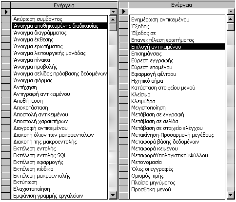 ηµιουργία και διαχείριση µακροεντολών στη Microsoft Access 2000 Όπως έχει ήδη αναφερθεί σε προηγούµενες ενότητες, ο ρόλος των µακροεντολών σε µία βάση δεδοµένων της Microsoft Access, είναι η