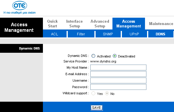 DDNS Επιλέξτε Access Management (Ρύθμιση πρόσβασης) -> DDNS για να ρυθμίσετε τις παραμέτρους DDNS.