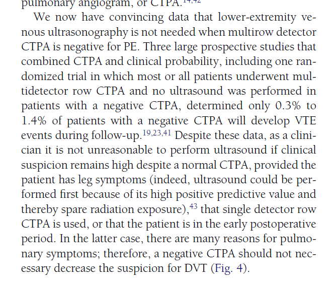 Ρόλος του US US μετά από αρνητική CTPA 1. Υψηλή κλινική πιθανότητα, συμπτώματα από τα κάτω άκρα 2. SD CTPA 3.