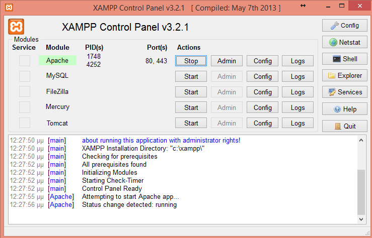 Δηθόλα 28: Control Panel ηνπ XAMPP 4.3.2 GetSimple GetSimple CMS είλαη έλα ζχζηεκα δηαρείξηζεο πεξηρενκέλνπ αλνηρηνχ θψδηθα ην νπνίν είλαη απιφ, γξήγνξν θαη εχθνιν ζηε ρξήζε ηνπ.