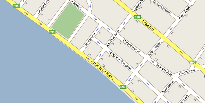 πραγματοποιήθηκε μία εφαρμογή μικρής κλίμακας κατά μήκος πεζοδρομίου της παραλιακής Λεωφόρου Νίκης στη Θεσσαλονίκη. Σχήμα 1. Περιοχή μελέτης (http://maps.google.