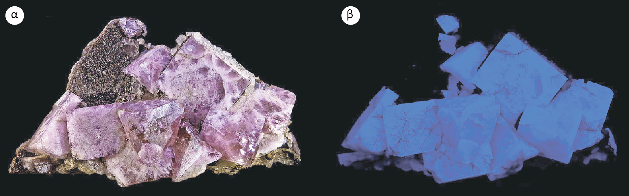 Έλεγχος της ποιότητας και μέτρηση της συγκέντρωσης των νουκλεϊκών οξέων Εικόνα 6.4 (α) Φθορίτης (β) φθορισμός του ορυκτού φθορίτη υπό την επίδραση υπεριώδους ακτινοβολίας.