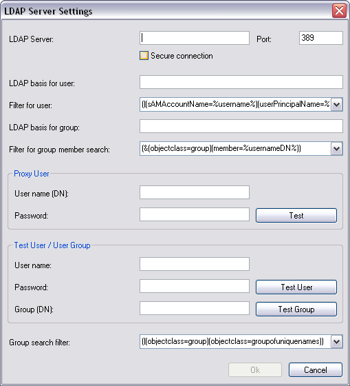 374 el Σελίδα Ομάδες χρηστών Bosch Video Management System Ρυθμίσεις διακομιστή LDAP Διακομιστής LDAP: Πληκτρολογήστε το όνομα του διακομιστή LDAP.